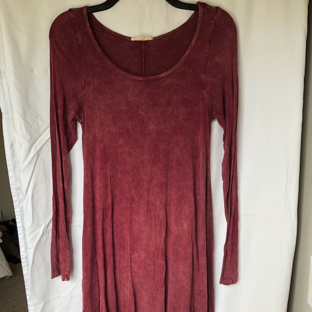 red/maroon acid wash dress